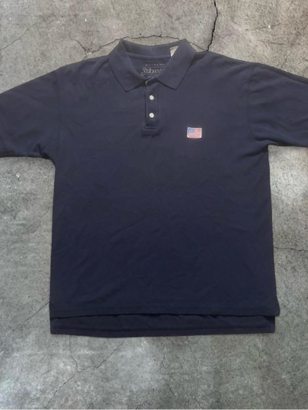 St. John's Bay Navy Polo Shirt with USA Flag Patch
